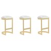 Manhattan Comfort Aura Bar Stool in White and Polished Brass (Set of 3) 3-BS006-WH
